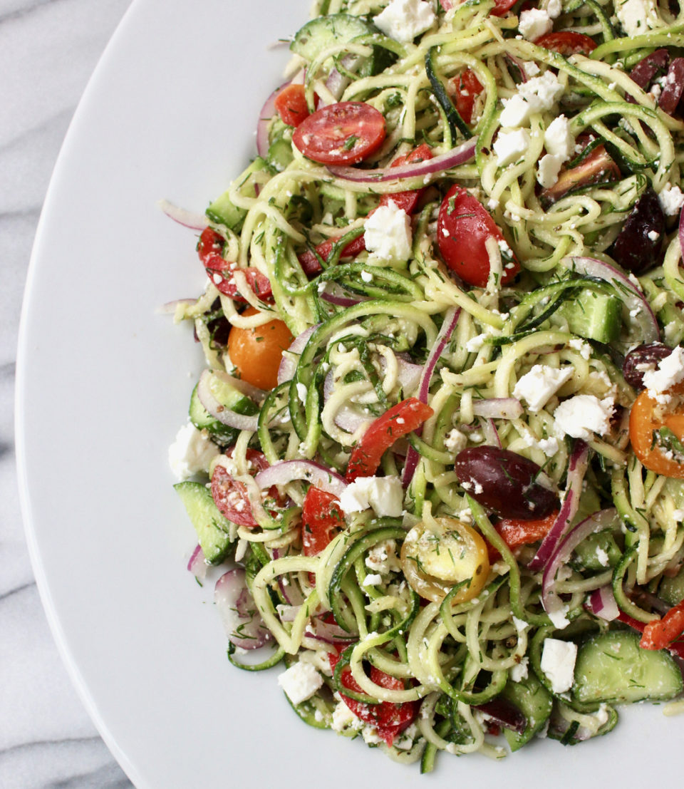 Greek Zucchini Noodle Salad | The Kitchen Scout